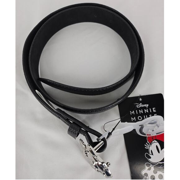 DISNEY 2024 MINNIE MOUSE BLACK VEGAN LEATHER BELT – POLISHED BOW BUCKLE - SIZE M - Picture 9 of 9